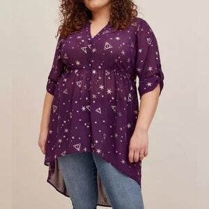 Torrid Warner Bros Harry Potter Lexi Chiffon Hi Low Blouse